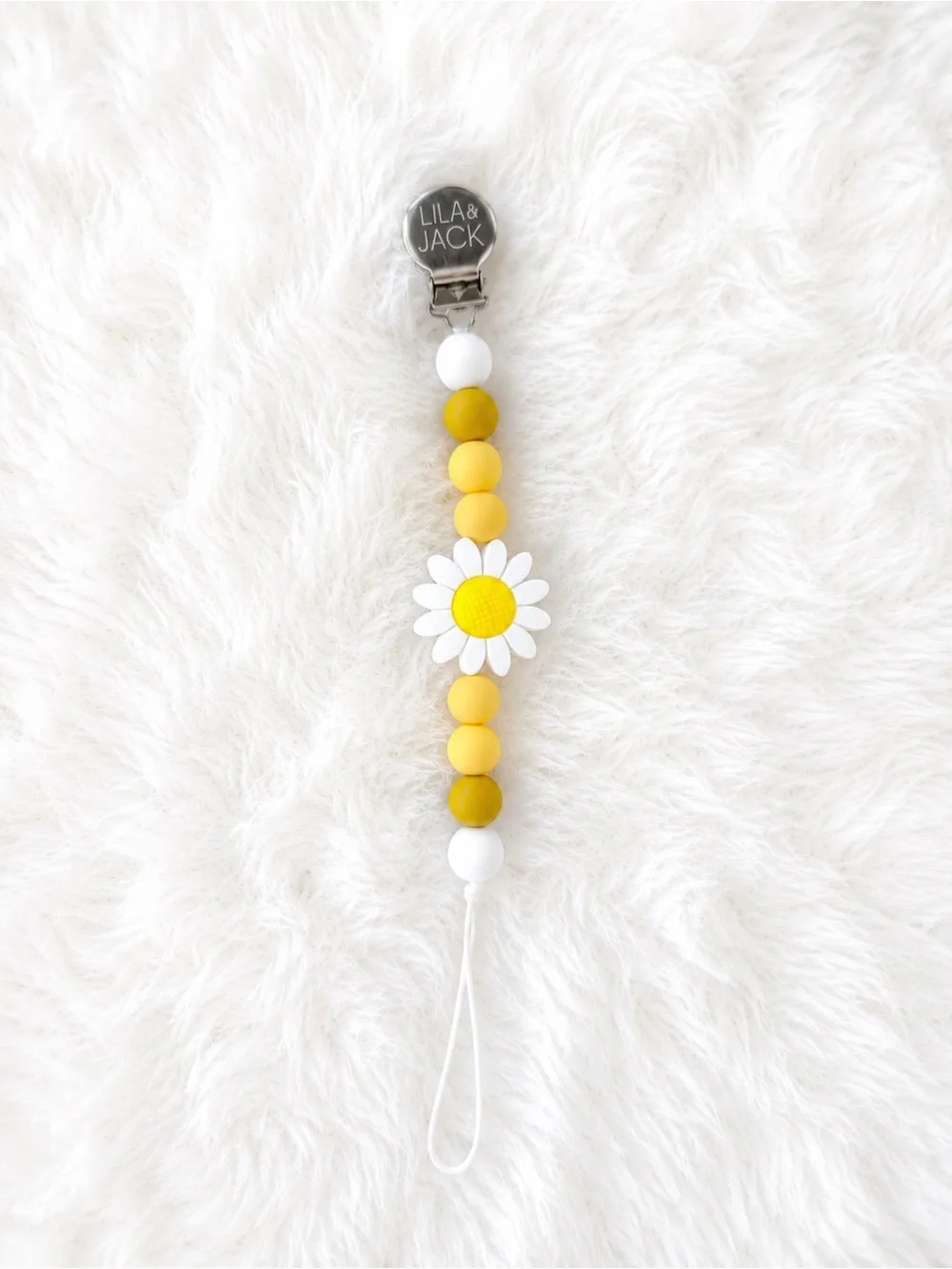 LILA & JACK Yellow Daisy Silicone Pacifier Clip